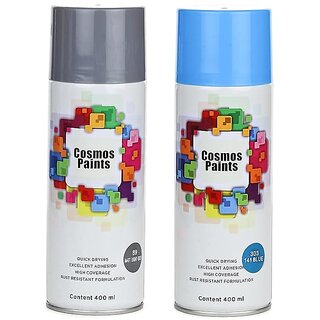                       Cosmos Paints Matt Light Grey  Blue Spray Paint 400 ml (Pack of 2)                                              