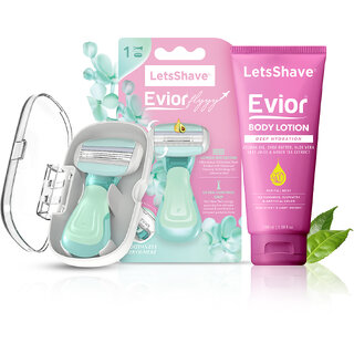                       LetsShave Evior Flyyy Shave Care Kit Body Hair Removal Razor Shaving Kit for Women                                              