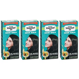                      Super Vasmol 33 Kesh Kala Oil Based Hair Color - 50ml (Pack Of 4)                                              