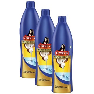                       Meera Coconut Hair Oil Bottle - Pack Of 3 (500ml)                                              