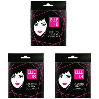 Elle 18 Lasting Glow Compact, Shell - 9g (Pack Of 3) Elle 18 Lasting Glow Compact, Shell - 9g (Pack Of 3)