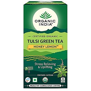 Organic India Tulsi Green Tea Honey Lemon (25 Tea Bags)