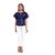 BLANCORA Casual Butterfly Sleeves Printed Women Blue Top