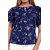 BLANCORA Casual Butterfly Sleeves Printed Women Blue Top
