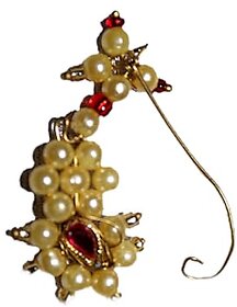 Kaku Fancy Dresses Marathi Nose Pin/Maharashtrian Nath Jewellery/Ethnic Jewellery/Nath Jewellery-Golden, Free Size