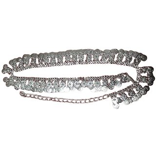 Kaku Fancy Dresses Silver Dance Belt/Ethnic Coin Jewellery/Belly Belt/Kamarband Jewellery/Silver Kamarpati Jewellery Kaku Fancy Dresses Silver Dance Belt/Ethnic Coin Jewellery/Belly Belt/Kamarband Jewellery/Silver Kamarpati Jewellery