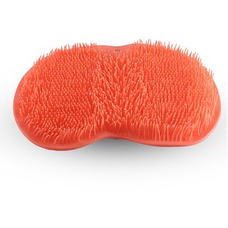 PRIME PICK Shower Foot  Back Scrubber, Wall Mounted Massage Pad  Soothes Tired Feet (Pack of 2, Orange)