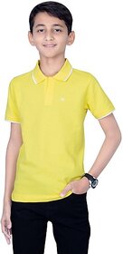 One Sky Boys Solid Pure Cotton T Shirt (Yellow, Pack Of 1)
