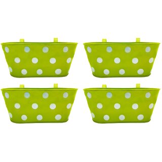                       GARDEN KING 15 cm Railing Planter for Indoor and Outdoor, (Green, Set of 4 Pcs)                                              