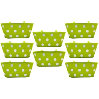                       GARDEN KING 15 cm Railing Planter for Indoor and Outdoor, (Green, Set of 8 Pcs)                                              