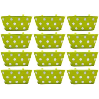                       GARDEN KING 15 cm Railing Planter for Indoor and Outdoor, (Green, Set of 12 Pcs)                                              