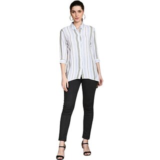                       Neel And Ned Women Striped Casual White Shirt                                              