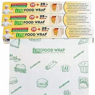                       Maliso Printed Food Paper Wrap 25Mtr  Non Stick Butter Paper Roll for Kitchen Paper Foil  (Pack of 3, 25 m)                                              