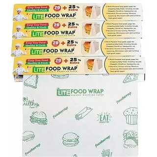 Maliso Printed Food Paper Wrap 25Mtr  Non Stick Butter Paper Roll for Kitchen Paper Foil  (Pack of 4, 25 m)