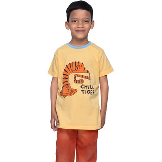                       Kid Kupboard Cotton Boys T-Shirt, Yellow, Half-Sleeves, 6-7 Years KIDS6100                                              