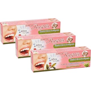                       ISME Rasyan Herbal Extra White Toothpaste - Pack Of 3 (100g)                                              