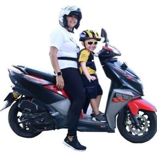                       Two Wheeler Child Ride Strap with Night Reflector and Double Carrier (Black, Front carry facing out)                                              