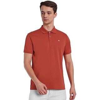                       One Sky Solid Men Polo Neck Red T-Shirt                                              