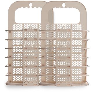                       PRIME PICK Laundry Basket Bathroom, Bedroom, Kitchen, Home, Office Wall Mounted Bathroom Hanging Foldable 2 Piece BEIGE                                              