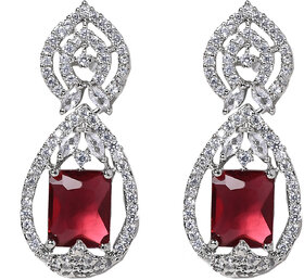 Jewellity AD Red/Dark Pink Stone hangings/danglers/Designer Drop Earrings Gift For Girls/Women ERA-754