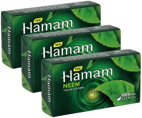 Hamam Tulsi, Neem  Aloe Vera Soap - Pack Of 3 (45g)