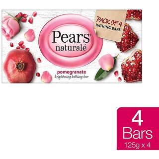                       Pears Natural Pomegranate Brightening Bathing Soap Bar, 125 g (Pack of 4)                                              