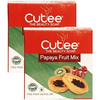                       Cutee Papaya Fruit Mix The Beauty Soap - 100g (Pack Of 2)                                              