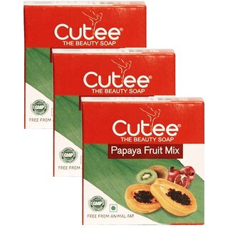                      Cutee Papaya Fruit Mix The Beauty Soap - 100g (Pack Of 3)                                              