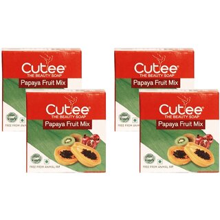                       Cutee Papaya Fruit Mix The Beauty Soap - 100g (Pack Of 4)                                              