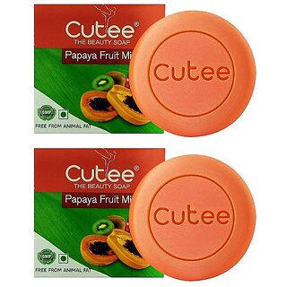                       Cutee The Beauty Papaya Fruit Mix Soap - Pack Of 2 (100g)                                              