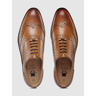 HATS OFF ACCESSORIES Men Perforated Leather Formal Brogues