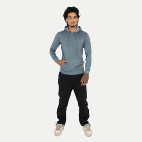 Mens Solid Teal Melange Hoodies