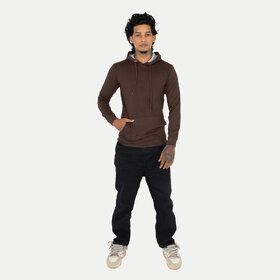 Mens Solid Dark Brown Hoodies