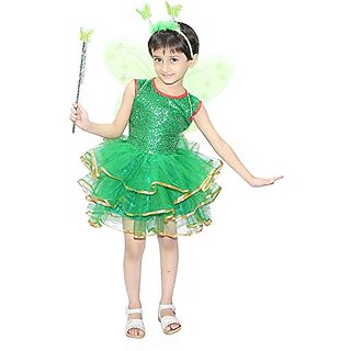                       Kaku Fancy Dresses Fairy Tales Character Tinkel Bell Christmas Costume for Girls - Green                                              