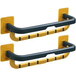 Multipurpose Wall Mounted Self Adhesive Double Bar Rack Pack of 2