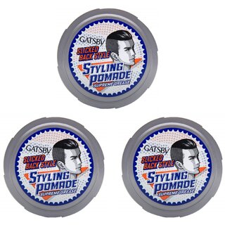                       GATSBY Supreme Grease Styling Wax - Pack Of 3 (80g)                                              
