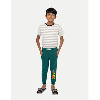                       Boys Dark Green Printed Joggers                                              
