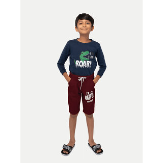                       Boys Maroon Printed Shorts                                              