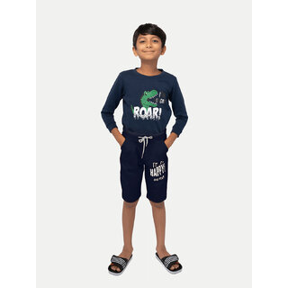                       Boys Navy Printed Shorts                                              