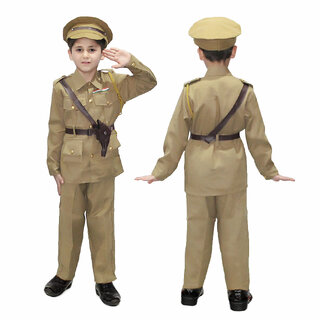                       Kaku Fancy Dresses Polyester Our Helper/National Hero Policeman Costume -Khaki, For Boys  Girls                                              
