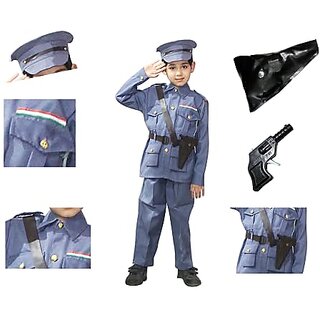                       Kaku Fancy Dresses Our Helper/National Hero Indian Air Force Costume - Blue, For Boys  Girls                                              