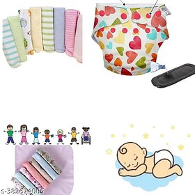 TNC Reusable, washable, leakproof, absorbent, and adjustable free size cotton towel cloth for newborns, newborn washcloth, and cloth diaper for babies 0 to 3 years