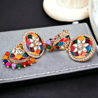 LUCKY JEWELLERY Gold Plated Multi Color Meenakari With Jhumki Earring For Girls & Women (325-CHJM1-1152-MT) LUCKY JEWELLERY Gold Plated Multi Color Meenakari With Jhumki Earring For Girls & Women (325-CHJM1-1152-MT)