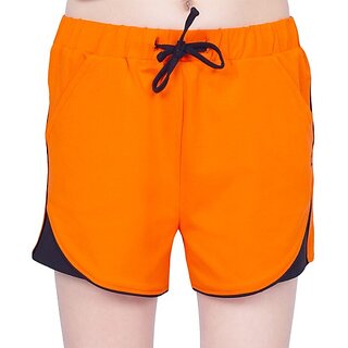                       One Sky Short For Girls Casual Colorblock Cotton Blend (Orange, Pack Of 1)                                              