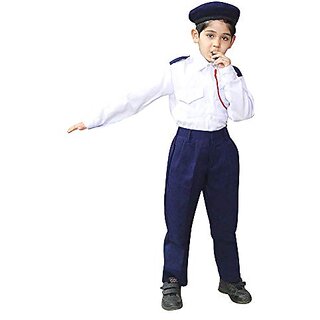                       Kaku Fancy Dresses Our Community Helper Traffic Havaldar Costume For Kids  Traffic hawaldar Shirt, Pant And Whistle                                              