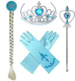 Kaku Fancy Dresses Fairytale Character Princess Accessories with Gloves - for Girls, Freesize Blue