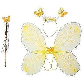                       Kaku Fancy Dresses Yellow Butterfly Wings -Yellow, for Girls                                              
