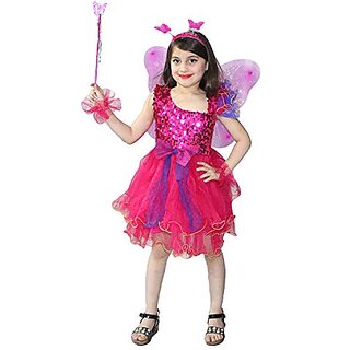                       Kaku Fancy Dresses Magenta Butterfly Insect Costume Set -Magenta, for Girls                                              