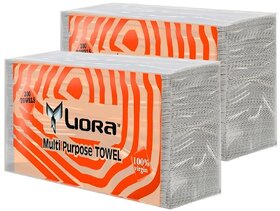 Liora Multifold 200 pulls (Pack of 2) Total 400 Pulls  More Absorbent  Large Size Tissue  White Folded Towel Sheets