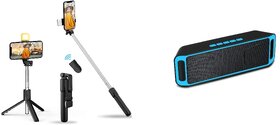 ZuZu Bluetooth Extendable Selfie Stick Tripod with Light Mini Bluetooth Speaker